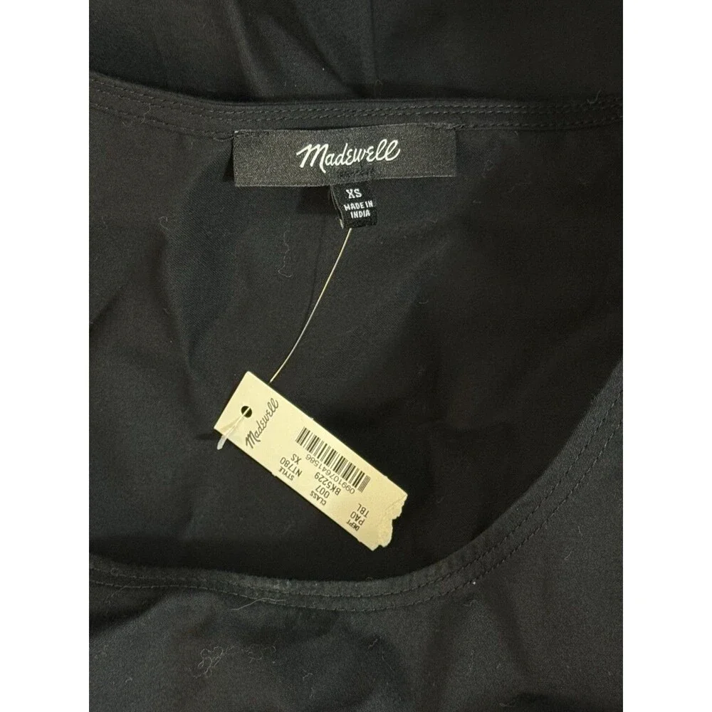 MADEWELL Relaxed Scoopneck Short Puff Sleeve Top XS True Black Office NWT B40